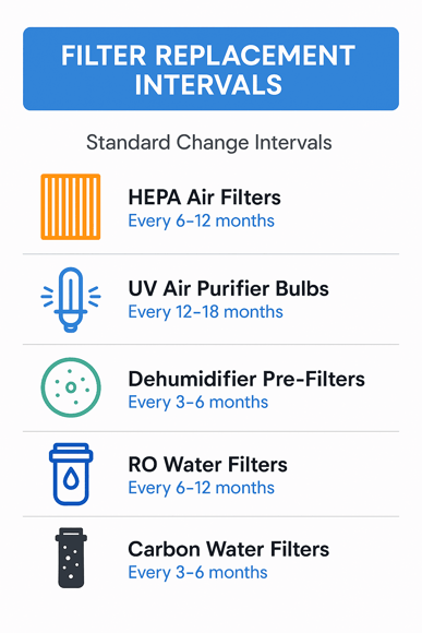 filter replacement intervals infographic